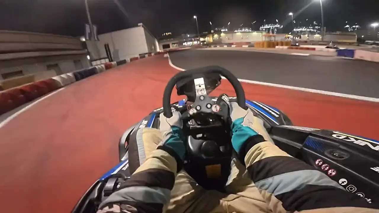 Onboard view from a kart at Dubai Kartdrome