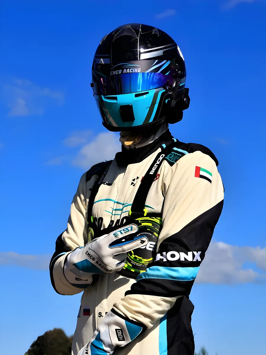 Stanislav Burmistrov in EMCO Racing race suit and helmet
